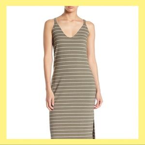 Olive Striped Midi Dress